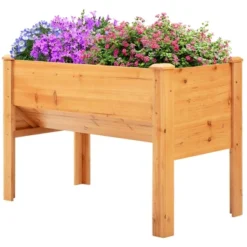 Outsunny 48'' Fir Wood Raised Garden Bed With Tool Hooks, Elevated Planter Box Stand With Unique Funnel Design For Backyard, Patio To Grow Vegetables -Home Improvement Store GUEST d01f9e1b 6884 413e b89e e4cd8245a413