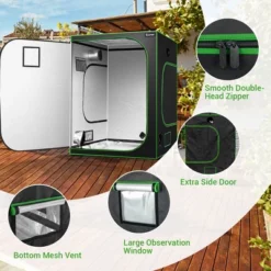 Costway 5x5 Grow Tent, 60''x60''x80'' High Reflective Mylar W/Observation Window GrayBlack -Home Improvement Store GUEST d0fb3d07 1232 46ac a3d6 c25eec722b48