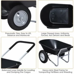Costway 2 Tire Wheelbarrow Cart Heavy-duty Dolly Utility Cart Black -Home Improvement Store GUEST d121381c 09a3 4e76 b627 5150002fb85b