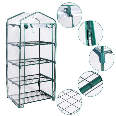 Costway Portable Mini Walk In Outdoor 4 Shelves Greenhouse 6 Costway Portable Mini Walk In Outdoor 4 Shelves Greenhouse - Image 4