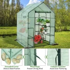 Costway Walk-in Greenhouse 56''x56''x77'' Gardening W/Observation Windows 2 Tier 8 Shelves 14 Costway Walk-in Greenhouse 56''x56''x77'' Gardening W/Observation Windows 2 Tier 8 Shelves -Home Improvement Store GUEST d22d611f 8693 4078 bc9d 69289c7fe628