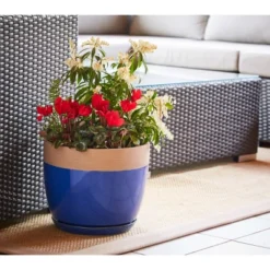 12" Ana Planter In Navy Finish - Southern Patio