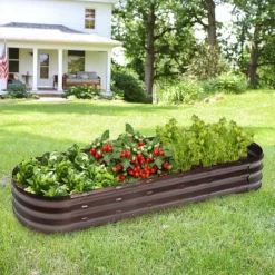 LuxenHome 5.5-Ft Oval Brown Metal Raised Garden Bed Planter -Home Improvement Store GUEST d4195d02 02d1 41ea a39c 57fea09c40d1