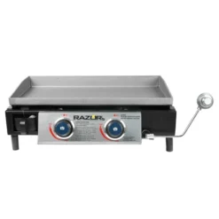 Razor Griddle GGT2130M 25 Inch Outdoor 2 Burner Portable LP Propane Gas Grill Griddle With 318 Square Inch For BBQ Cooking And Frying, Black (Steel)