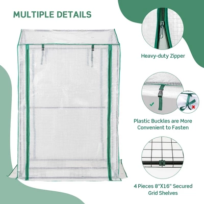 Costway 39'' X 32'' X 59'' Walk-in Garden Greenhouse Warm House For Plant Growing 9 Costway 39'' X 32'' X 59'' Walk-in Garden Greenhouse Warm House For Plant Growing - Image 7