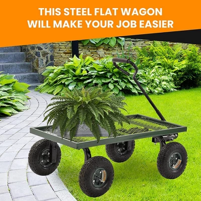 Juggernaut Carts GW3820-GR Heavy Duty Steel Frame 1000 Pound Load Capacity Outdoor Utility Garden Wagon With Pneumatic Tires, Green Finish 5 Juggernaut Carts GW3820-GR Heavy Duty Steel Frame 1000 Pound Load Capacity Outdoor Utility Garden Wagon With Pneumatic Tires, Green Finish - Image 3