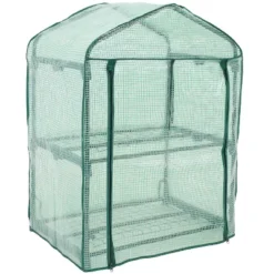 Sunnydaze Decor Sunnydaze Outdoor Portable Growing Rack 2-Tier Greenhouse With Roll-Up Door - 2 Shelves - Green -Home Improvement Store GUEST d7f504ec 9fd7 404e a50f 82e7d9a92451