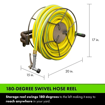 Yard Butler Swivel Hose Reel - Wall Mounted - Heavy Duty Metal Garden Hose Holder With 180 Degree Swivel - ISRWM-180 7 Yard Butler Swivel Hose Reel - Wall Mounted - Heavy Duty Metal Garden Hose Holder With 180 Degree Swivel - ISRWM-180 - Image 5