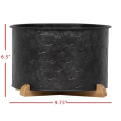 Black Galvanized Metal Planter With Wood Base - Foreside Home & Garden -Home Improvement Store GUEST d88a1c69 0380 4975 9708 35a21e2d2602