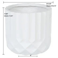 LuxenHome 14.7 In. Round Modern White MgO Planter -Home Improvement Store GUEST d90ce4f4 79f3 4d11 8648 468166a5b26e