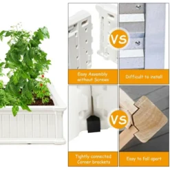 Costway 4 Pcs 48.5'' Raised Garden Bed Square Plant Box Planter Flower Vegetable White -Home Improvement Store GUEST d9838148 ef75 45b5 92f4 66fe9f6071ed