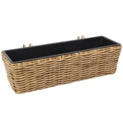 Sunnydaze Decor Sunnydaze Hanging Rectangle Polyrattan Rail Planter With Plastic Liner - 23.5" W X 7.5" D X 6.5" H -Home Improvement Store GUEST dc056511 0eb6 4d4e a74c 3f5b80fa63bb