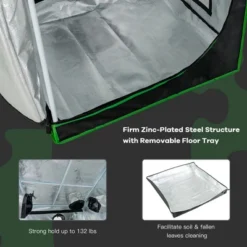 Costway 32''x32''x63''Mylar Hydroponic Grow Tent W/Observation Window & Floor Tray GrayBlack -Home Improvement Store GUEST dccdf67b 04eb 4a73 b50c 2b853a58b137