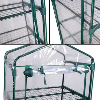 Costway Portable Mini Walk In Outdoor 4 Shelves Greenhouse 9 Costway Portable Mini Walk In Outdoor 4 Shelves Greenhouse - Image 7