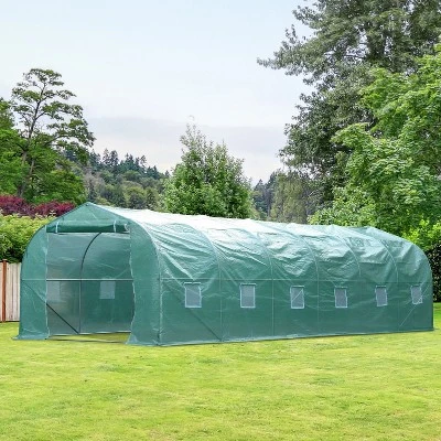 Outsunny 26' X 10' X 7' Walk-In Greenhouse Tunnel, Large Gardening Plant Hot House With 12 Windows And Zipper Doors For Backyard 3 Outsunny 26' X 10' X 7' Walk-In Greenhouse Tunnel, Large Gardening Plant Hot House With 12 Windows And Zipper Doors For Backyard