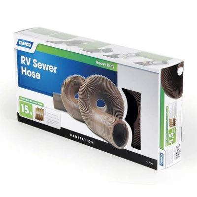 Camco 15' Heavy Duty RV Sewer Hose With High Tensile Strength 15 Mils HTS Vinyl And Steel Wire Core, Compressible To 26'', Brown 5 Camco 15' Heavy Duty RV Sewer Hose With High Tensile Strength 15 Mils HTS Vinyl And Steel Wire Core, Compressible To 26'', Brown - Image 3