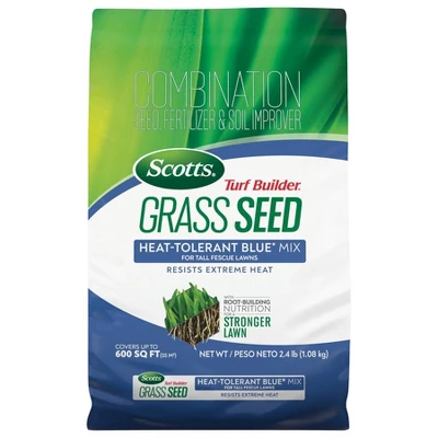 Scotts Turf Builder 2.4lbs Seed Heat-Tolerant Blue Mix For Tall Fescue Lawns 3 Scotts Turf Builder 2.4lbs Seed Heat-Tolerant Blue Mix For Tall Fescue Lawns