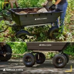 Gorilla Carts 1500 Pound Capacity Heavy Duty Poly Yard Garden Steel Dump Utility Wheelbarrow Wagon Cart With 2 In 1 Towing ATV Handle, Black -Home Improvement Store GUEST e339ea77 3db8 40a7 bec6 8c4f01789ef0