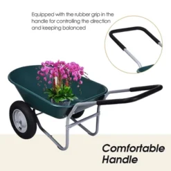 Costway 2 Tire Wheelbarrow Cart Heavy-duty Dolly Utility Cart Green -Home Improvement Store GUEST e549bd36 0d10 4dde 9fe2 d980c4288139