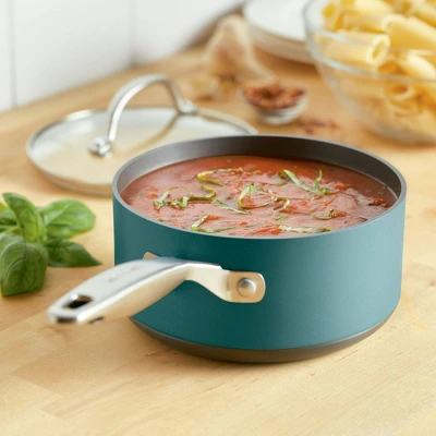 Anolon Achieve 2qt Nonstick Hard Anodized Sauce Pan With Lid Teal 9 Anolon Achieve 2qt Nonstick Hard Anodized Sauce Pan With Lid Teal - Image 7