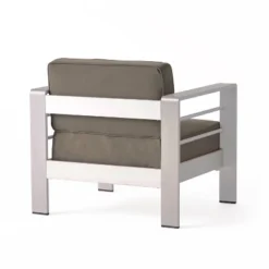 Cape Coral 5pc Aluminum And MGO Seating Set With Fire Table Khaki/Light Gray - Christopher Knight Home -Home Improvement Store GUEST e66e5e20 9d23 40cd 8786 523d86b275d2