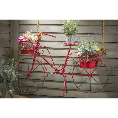 Evergreen Red Metal Bicycle Planter 3 Evergreen Red Metal Bicycle Planter