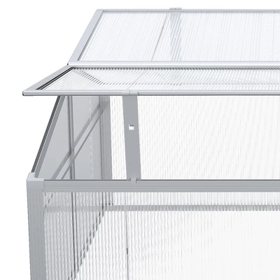 Outsunny 39" Aluminum Vented Cold Frame Mini Greenhouse Kit With Adjustable Roof, Polycarbonate Panels, & Strong Design 6 Outsunny 39" Aluminum Vented Cold Frame Mini Greenhouse Kit With Adjustable Roof, Polycarbonate Panels, & Strong Design - Image 4