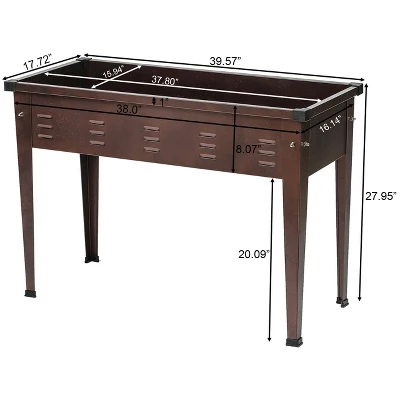LuxenHome 39.57" W Brown Metal Rectangular Raised Garden Planter 4 LuxenHome 39.57" W Brown Metal Rectangular Raised Garden Planter - Image 2