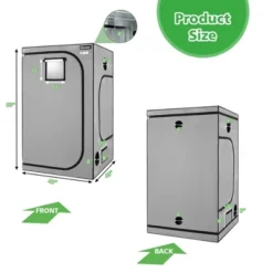 Costway 5x5 Grow Tent, 60''x60''x80'' High Reflective Mylar W/Observation Window GrayBlack -Home Improvement Store GUEST f243dcbb 3647 49e4 8891 a913b9b1021c