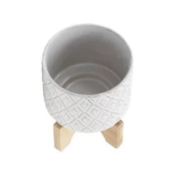 Sagebrook Home 6" Wide Ceramic Diamond Etched Flower Planter Pot With Wooden Stand Beige 12 Sagebrook Home 6" Wide Ceramic Diamond Etched Flower Planter Pot With Wooden Stand Beige -Home Improvement Store GUEST f2736481 c88a 46ea 9cf3 3f058f22f640