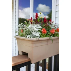 The HC Companies 24 Inch Wide Heavy Duty Plastic Deck Rail Mounted Garden Flower Planter Boxes With Removable Drainage Plugs, White (2 Pack) -Home Improvement Store GUEST f33328fd cfe5 4a83 a09e 41a9a75c5da8