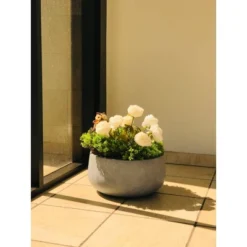 Rosemead Home & Garden, Inc. 16" Wide Kante Lightweight Outdoor Concrete Oval Bowl Decorative Planter Slate Gray -Home Improvement Store GUEST f5a93059 9c6d 4884 a4e4 dc16dfc76078