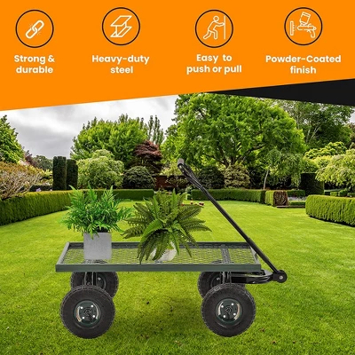 Juggernaut Carts GW3820-GR Heavy Duty Steel Frame 1000 Pound Load Capacity Outdoor Utility Garden Wagon With Pneumatic Tires, Green Finish 6 Juggernaut Carts GW3820-GR Heavy Duty Steel Frame 1000 Pound Load Capacity Outdoor Utility Garden Wagon With Pneumatic Tires, Green Finish - Image 4