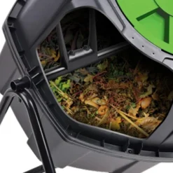 Tumbleweed 110 Liter 29 Gallon Indoor Outdoor Drum Waste Container Bin Garden Compost Tumbler With Stand And Twist Lid, Plastic, Black And Green -Home Improvement Store GUEST f9490d0a 5f46 49ec 95d5 2aece4c604a2