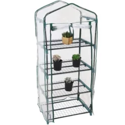 Sunnydaze Decor Sunnydaze Outdoor Portable Growing Rack 4-Tier Greenhouse With Roll-Up Door - 4 Shelves - Clear -Home Improvement Store GUEST f94c999d 0ddb 4239 b4fa 954e65acd279