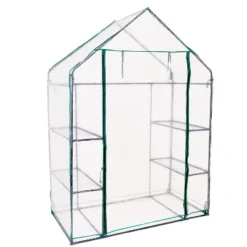 Sunnydaze Decor Sunnydaze Outdoor Portable Tiered Growing Rack Deluxe Walk-In Greenhouse With Roll-Up Door - 4 Shelves - Clear - 54" X 28" X 77" -Home Improvement Store GUEST f97a97ed b8ec 4293 b6e7 9f794031efec