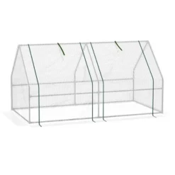 Outsunny Portable Mini Greenhouse With Large Zipper Doors, Outdoor Garden With Water/UV PE Cover, 6' X 3' X 3', White -Home Improvement Store GUEST f9c17ec5 9894 47b6 bd4b 2e92eaac46f1