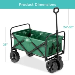Best Choice Products 36in Folding Multipurpose Indoor Outdoor Utility Cart W/ Swivel Wheels, Adjustable Handle - Green -Home Improvement Store GUEST fb8e7ca7 6392 4154 af3b 04ea54302f6a