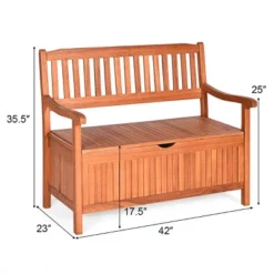 Costway 42'' Storage Bench Deck Box Solid Wood Seating Container Tools Toys W/Backrest 14 Costway 42'' Storage Bench Deck Box Solid Wood Seating Container Tools Toys W/Backrest -Home Improvement Store GUEST fe581b08 a71b 4c1c 9d55 211d1895556f