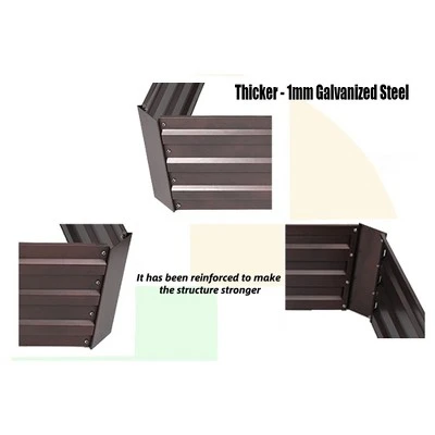 LuxenHome Brown Metal 32" X 20.2" Rectangular Garden Bed 7 LuxenHome Brown Metal 32" X 20.2" Rectangular Garden Bed - Image 5